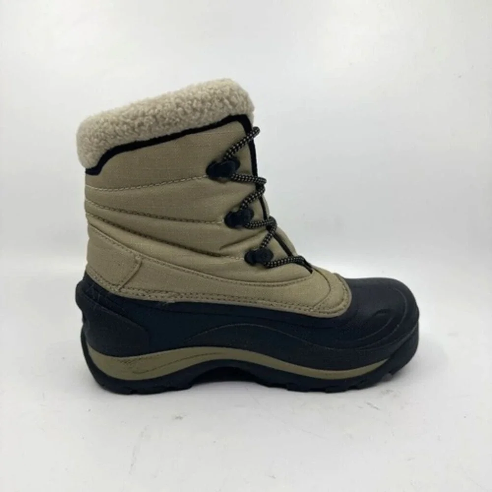 Columbia Cascadian Trinity‎ Snow Boots Women 6 Tan Black Good Waterproof Sherpa